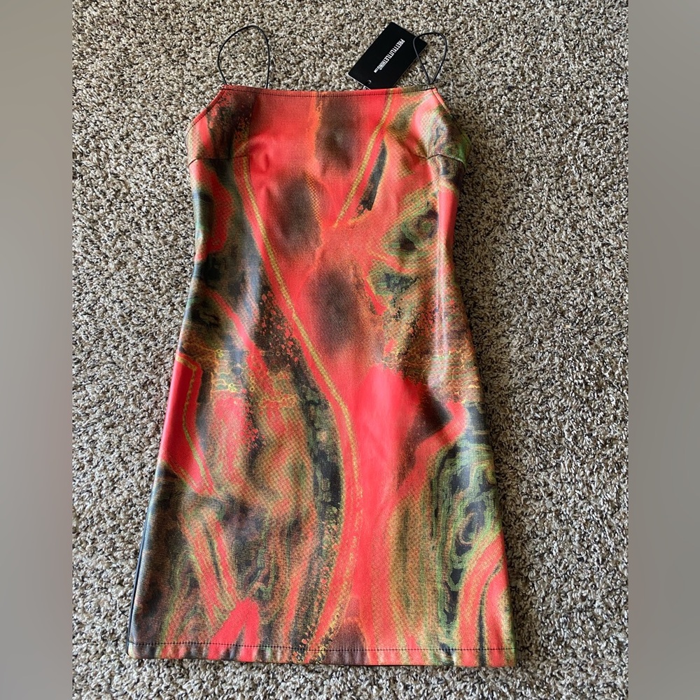 Multi Abstract Print spaghetti Strap
